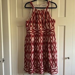 Women’s two tone dress cream and rust colours.